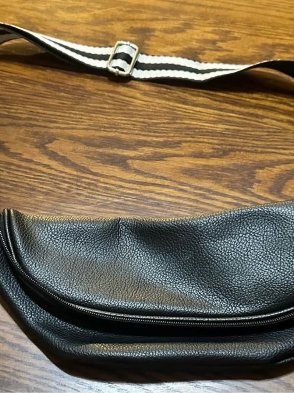 Source Unknown Black Crossbody Bag with Black & White Strap